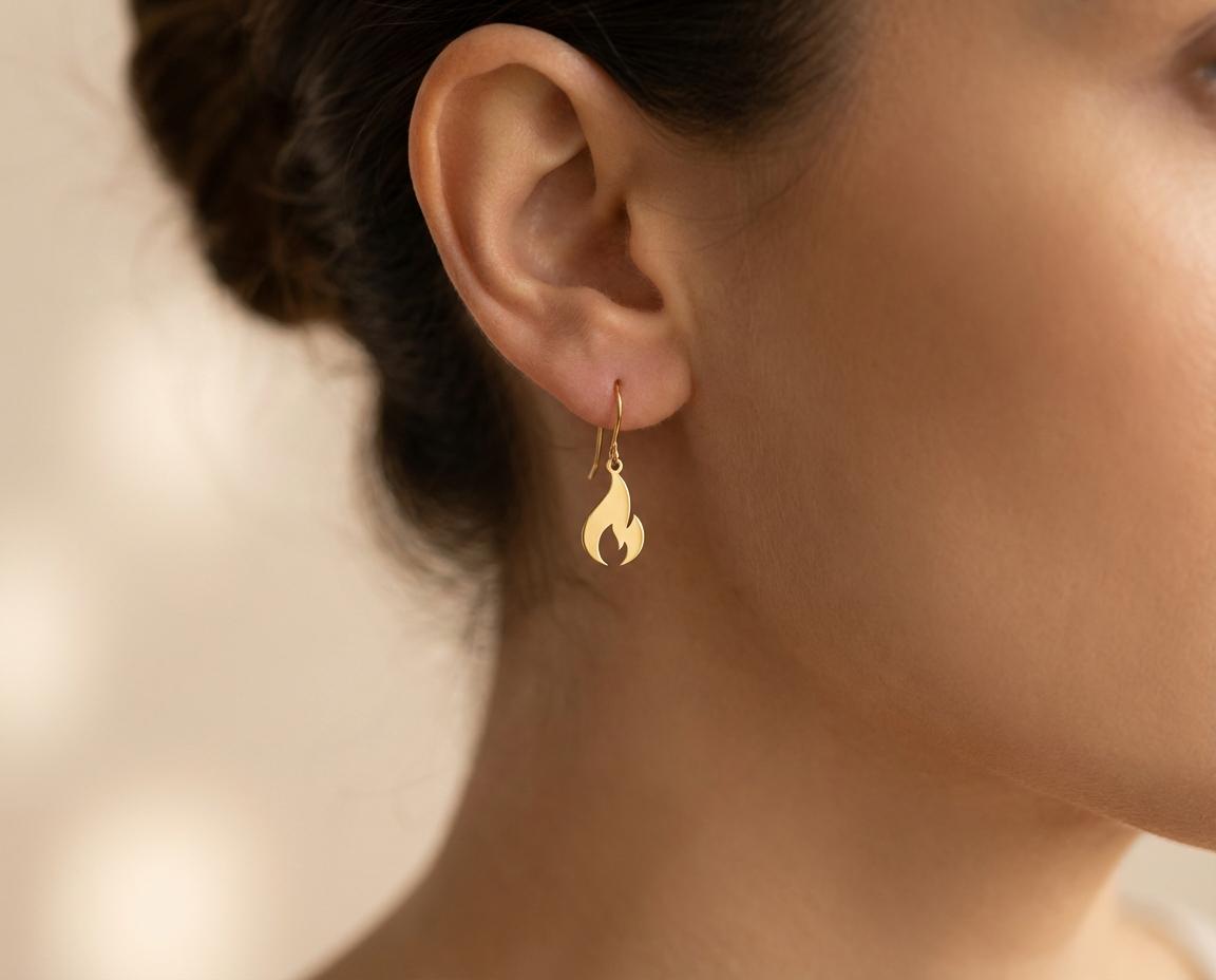 Flame Earrings: Gold Plated Drop Design