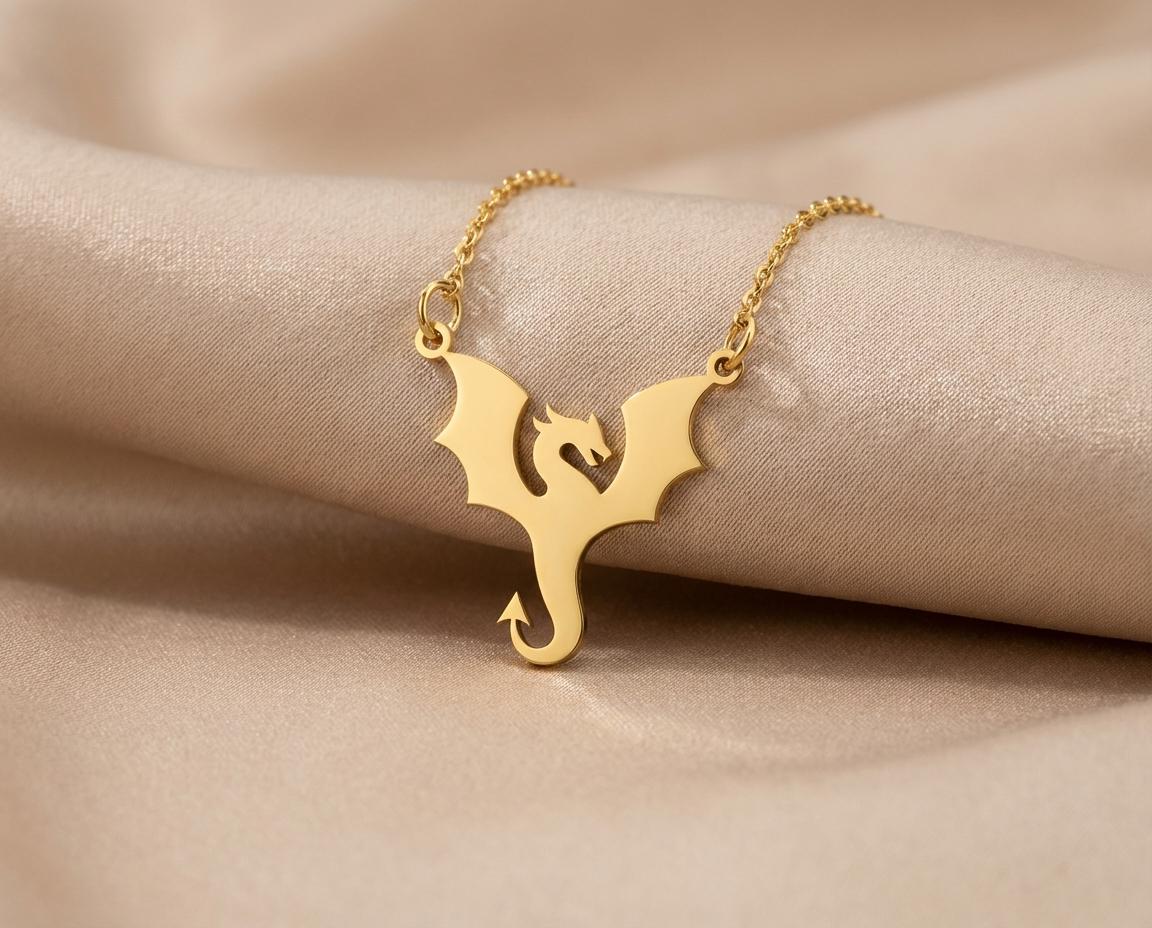 Dragon Pendant: Gold Plated Fantasy Jewelry