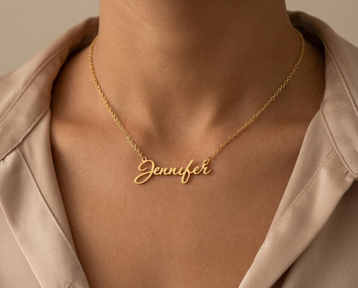 Name Necklace: Sterling Silver Unique Script Design