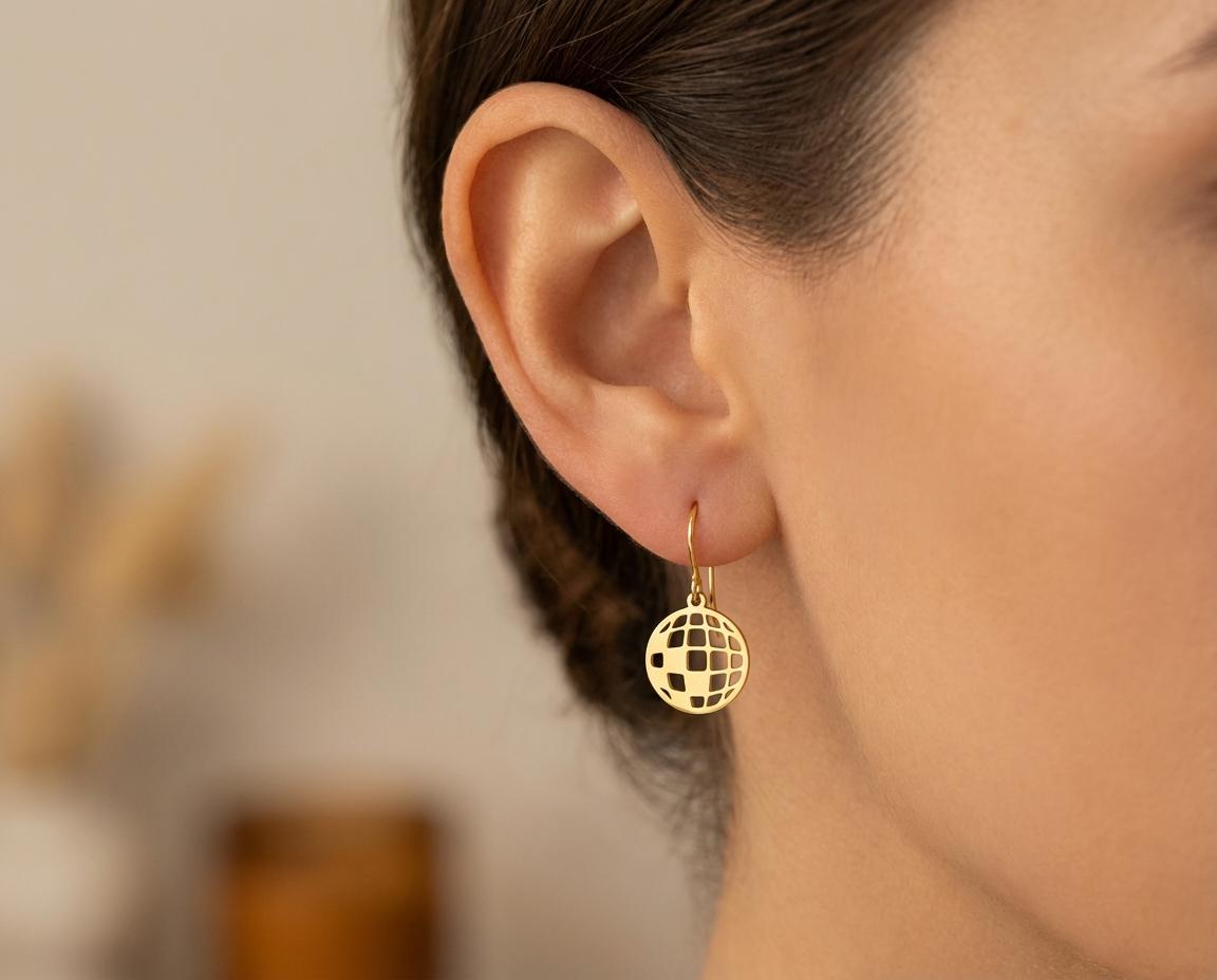 Disco Ball Earrings: Sterling Silver Unique Geometric Design