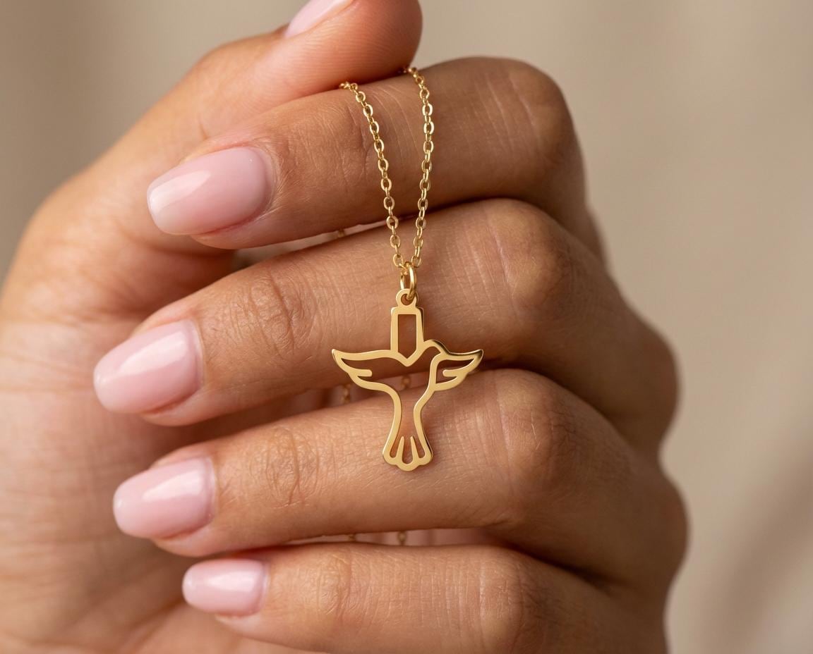 Dove Cross Pendant: Sterling Silver Unique Symbol Of Peace