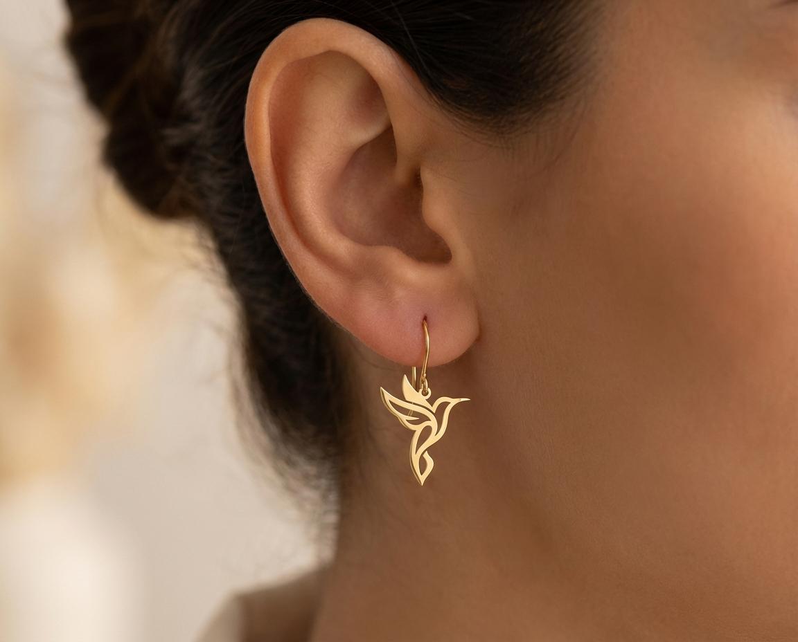 Hummingbird Earring: Sterling Silver Unique Design