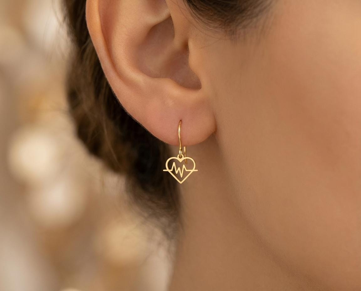 Heartbeat Earring: Sterling Silver Heartbeat Motif