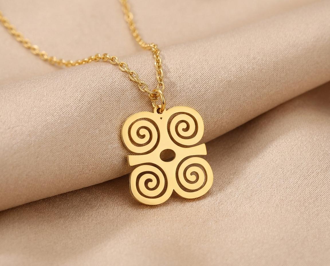 Dwennimmen Necklace: African Symbol Jewelry, Strength And Humility Pendant, Meaningful Gift, Minimal Gold Silver Necklace