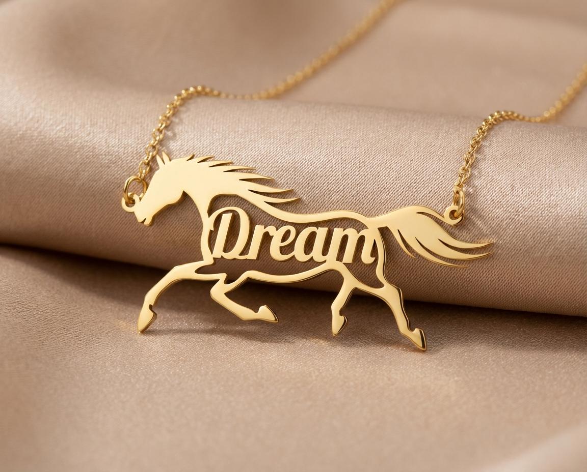 Horse Necklace: Sterling Silver Running Horse Pendant