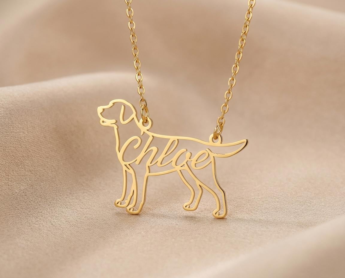 Labrador Retriever Necklace: Sterling Silver Name Pendant