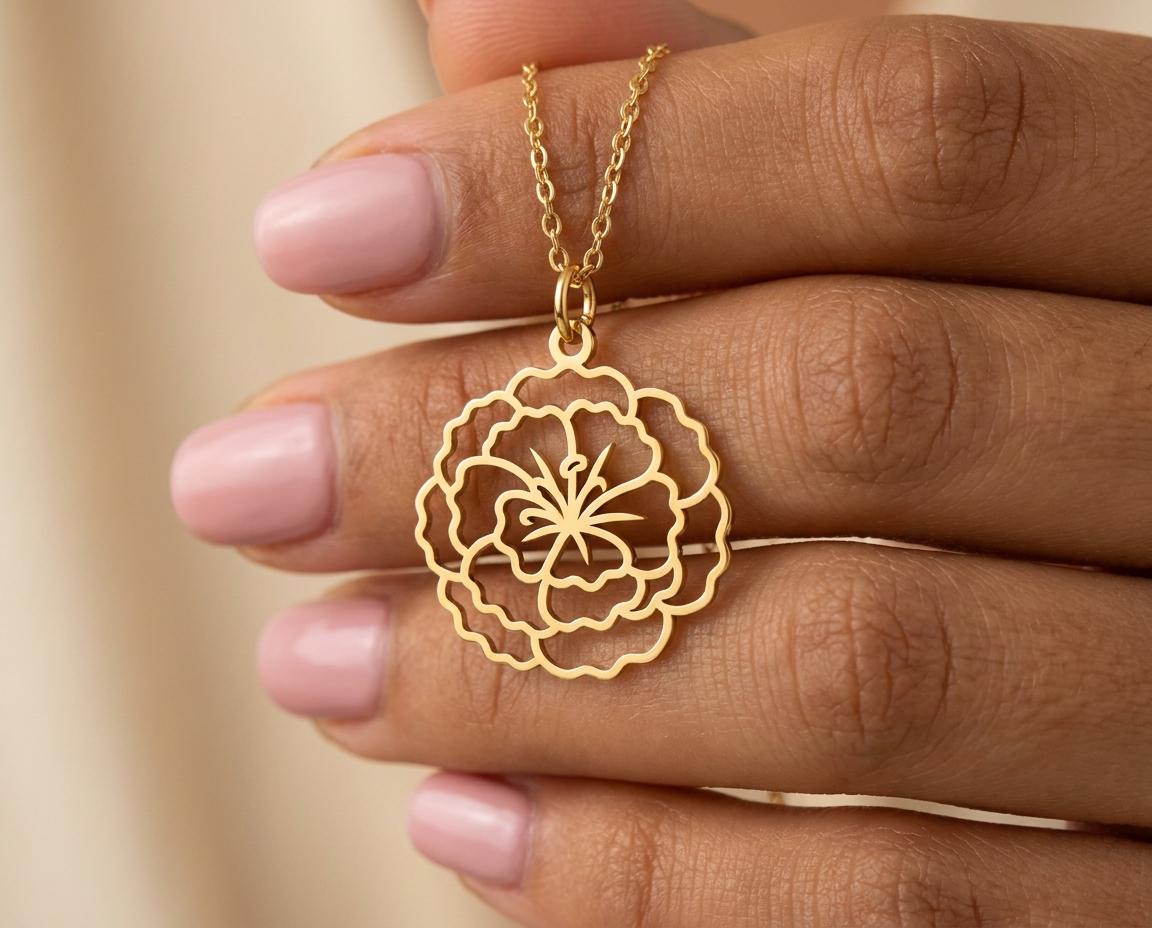 Carnation Pendant: Sterling Silver Floral Lace Design