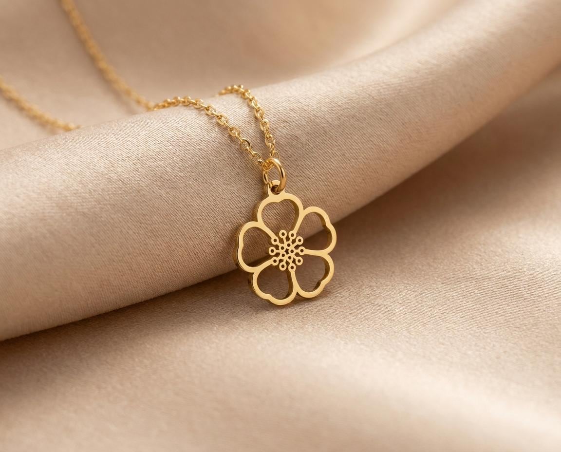 Hawthorn Flower Pendant: Sterling Silver Floral Necklace