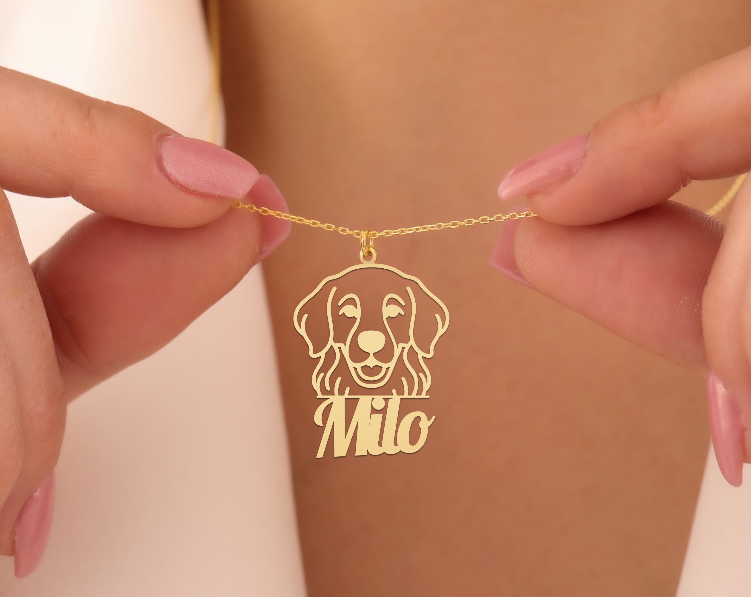 Custom Golden Retriever Name Necklace - Personalized Dog Pendant - Pet Lover Gift - Gold Plated Charm Jewelry for Women & Men