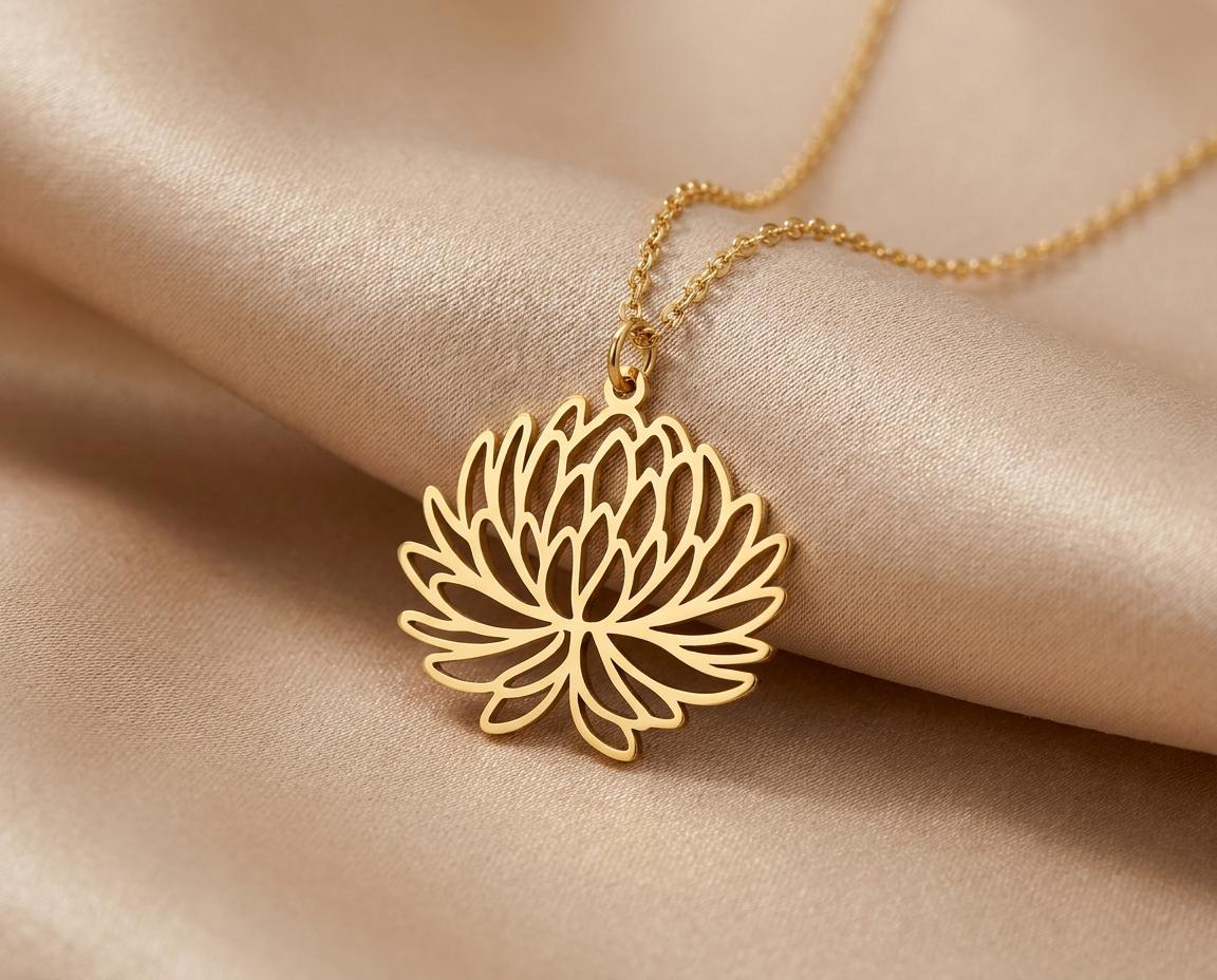 Chrysanthemum Pendant: Sterling Silver Floral Necklace