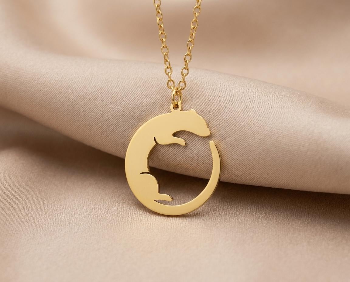 Ferret Necklace: Sterling Silver Minimalist Pendant