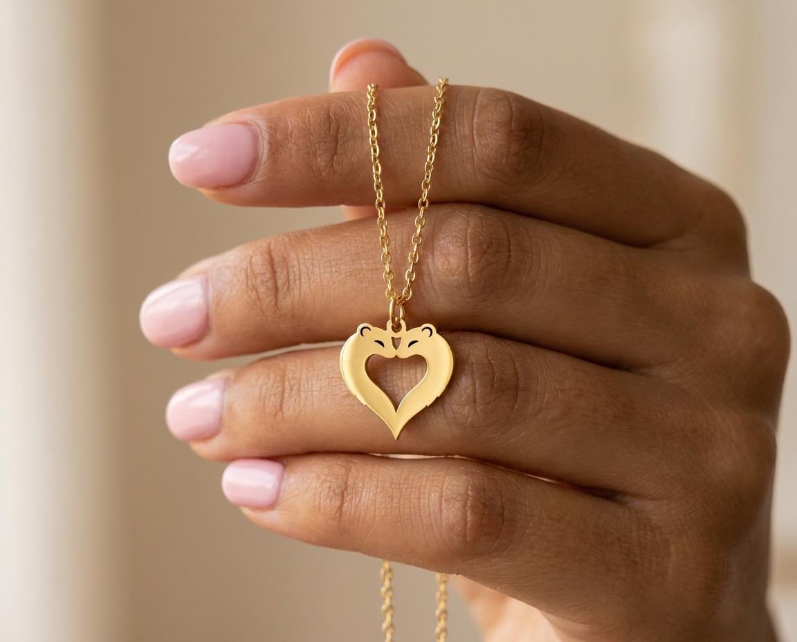 Ferret Heart Pendant: Sterling Silver Unique Animal Jewelry