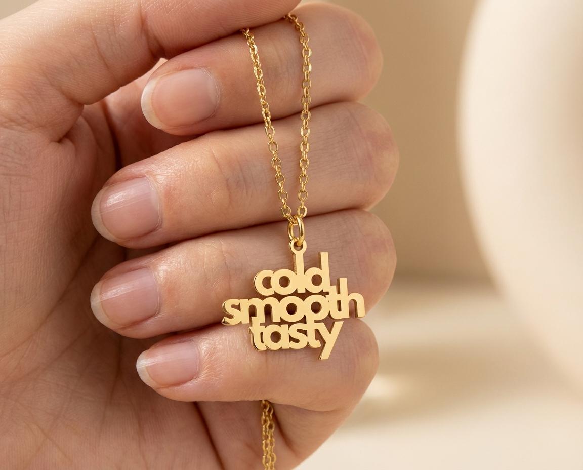 Custom Text Quote Necklace – "Cold Smooth Tasty" Copper Jewelry