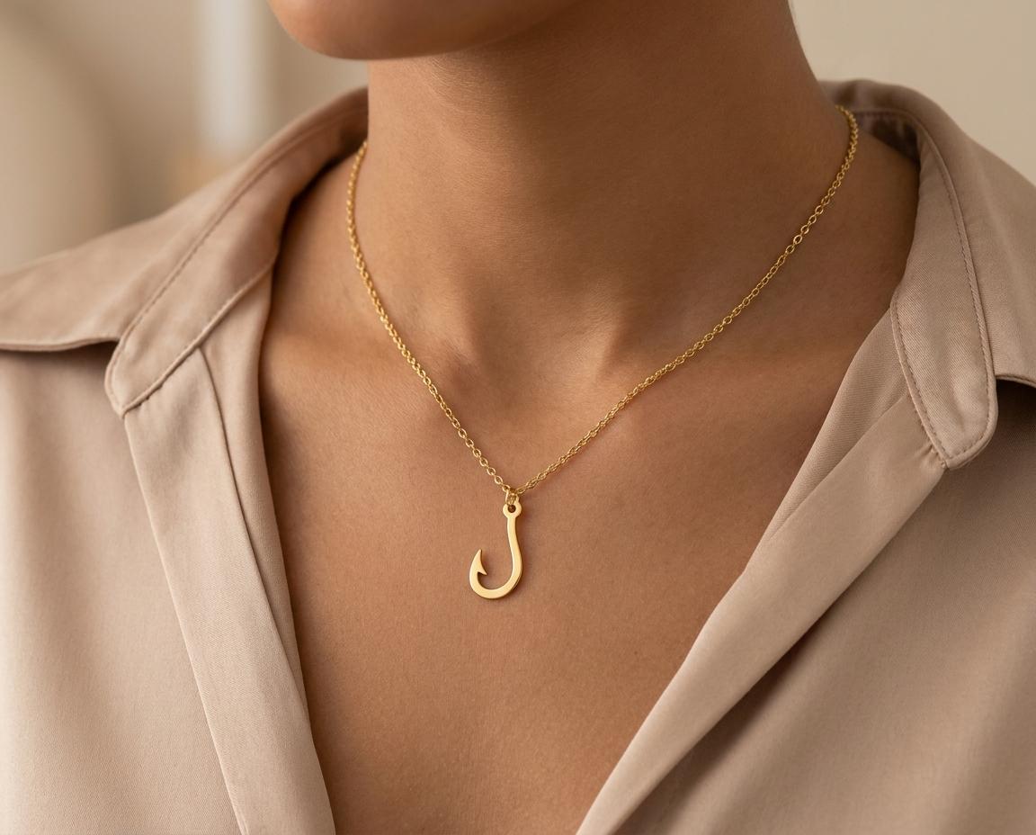 Fishing Hook Necklace: Sterling Silver Minimalist Design
