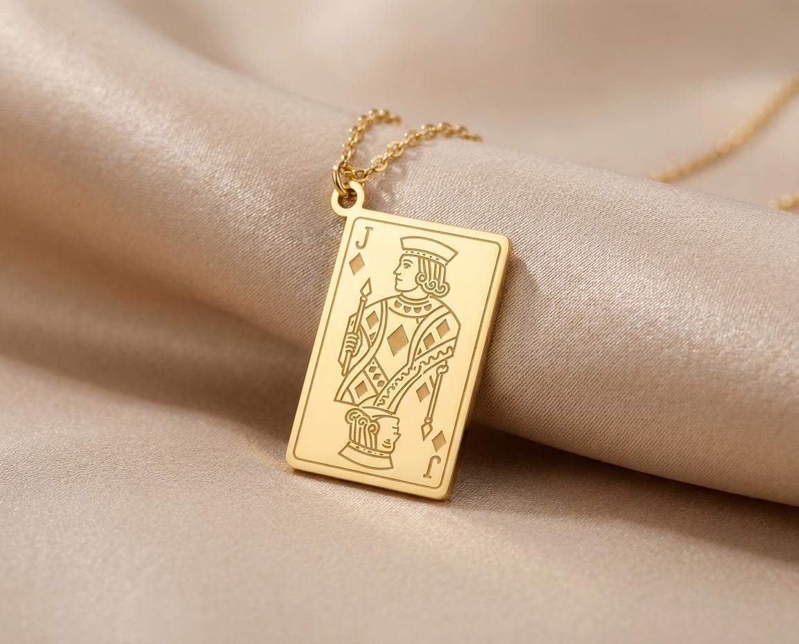 Jack Of Diamonds Pendant: Sterling Silver Playing Card Necklace