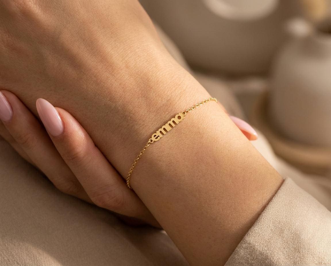 Custom Name Bracelet: Sterling Silver Minimalist Personalized Jewelry
