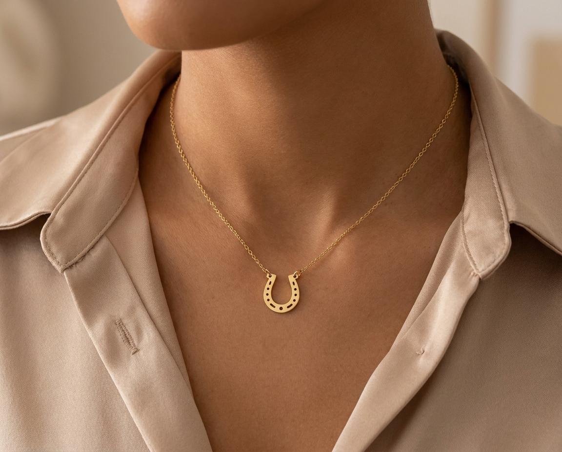 Horseshoe Pendant: Sterling Silver Lucky Charm Necklace