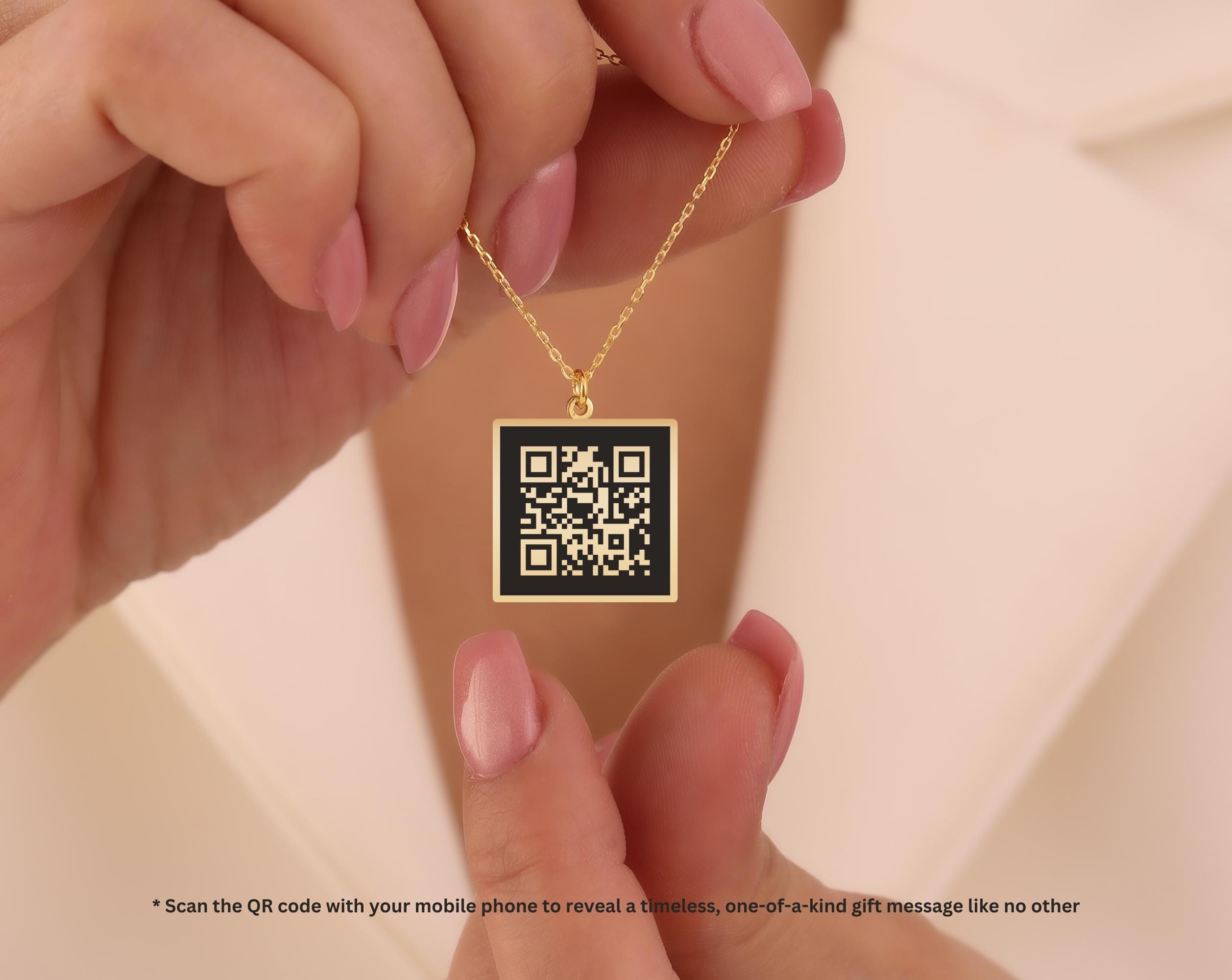 Custom QR Code Necklace - Unique Digital Message Pendant - Eternal Keepsake Gift - Personalized Jewelry for Loved Ones