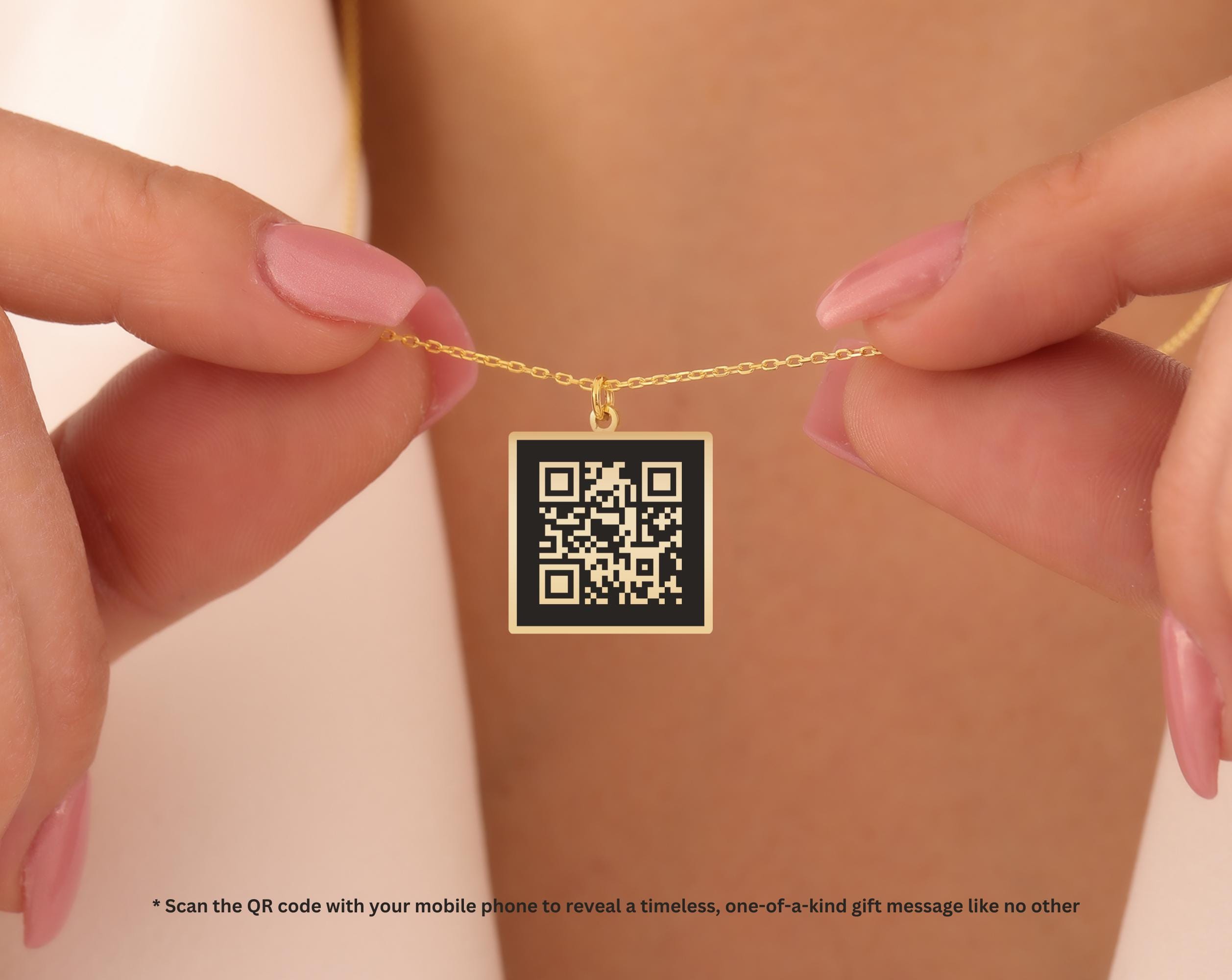 Personalized QR Code Necklace - Custom Gift Message Pendant - Unique Keepsake Jewelry - Timeless Digital Memory