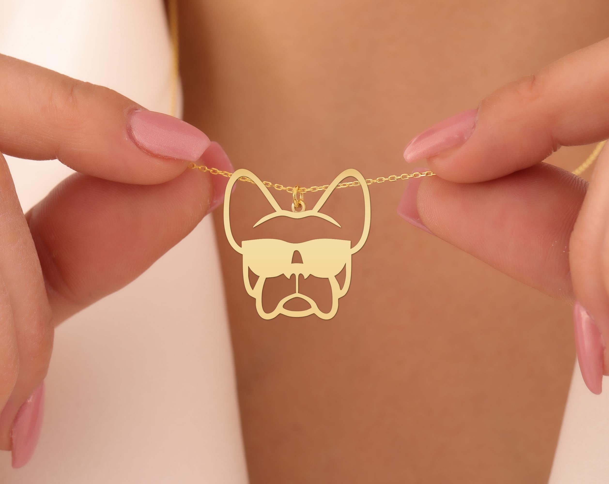 French Bulldog Necklace for Dog Lovers | Gold Plated Frenchie Pendant | Trendy Hipster Dog Jewelry | Pet Owner Gift | Cute Dog Charm