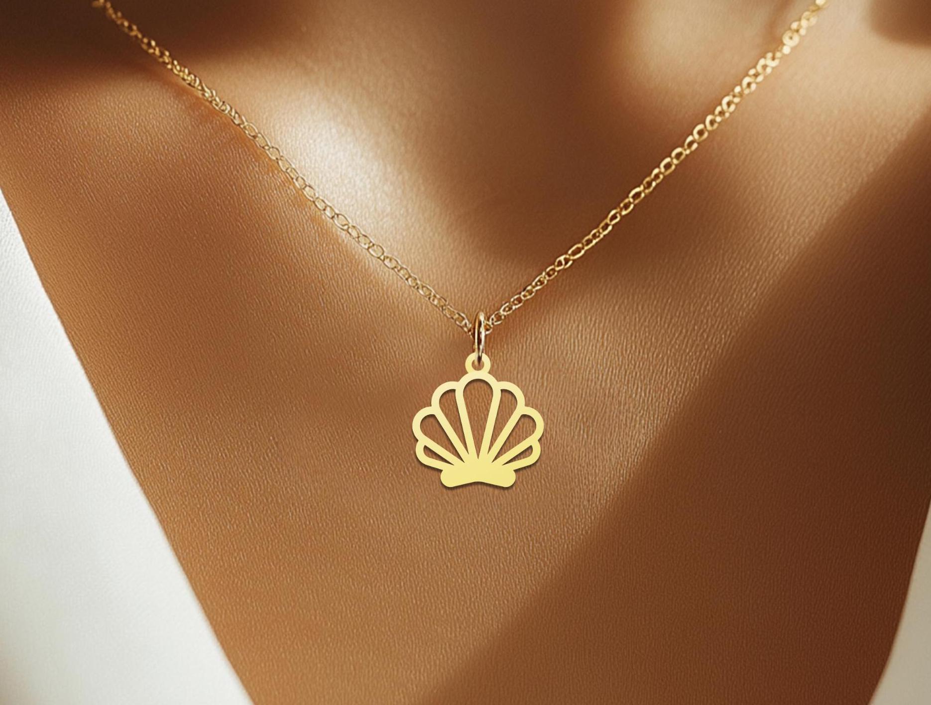 Gold Plated Sea Shell Pendant - Minimalist Beach Necklace