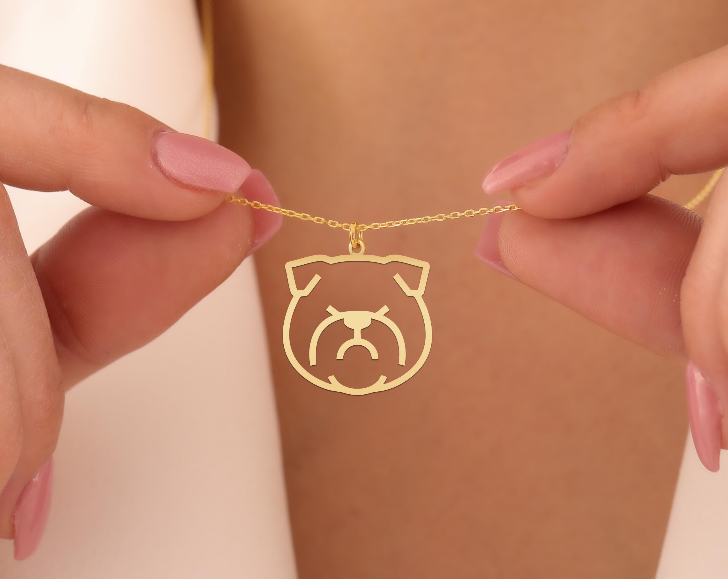 Bulldog Necklace | Gold Plated Sterling Silver Pendant | Dog Lover Jewelry Gift | Minimalist Bulldog Pendant for Daily Wear