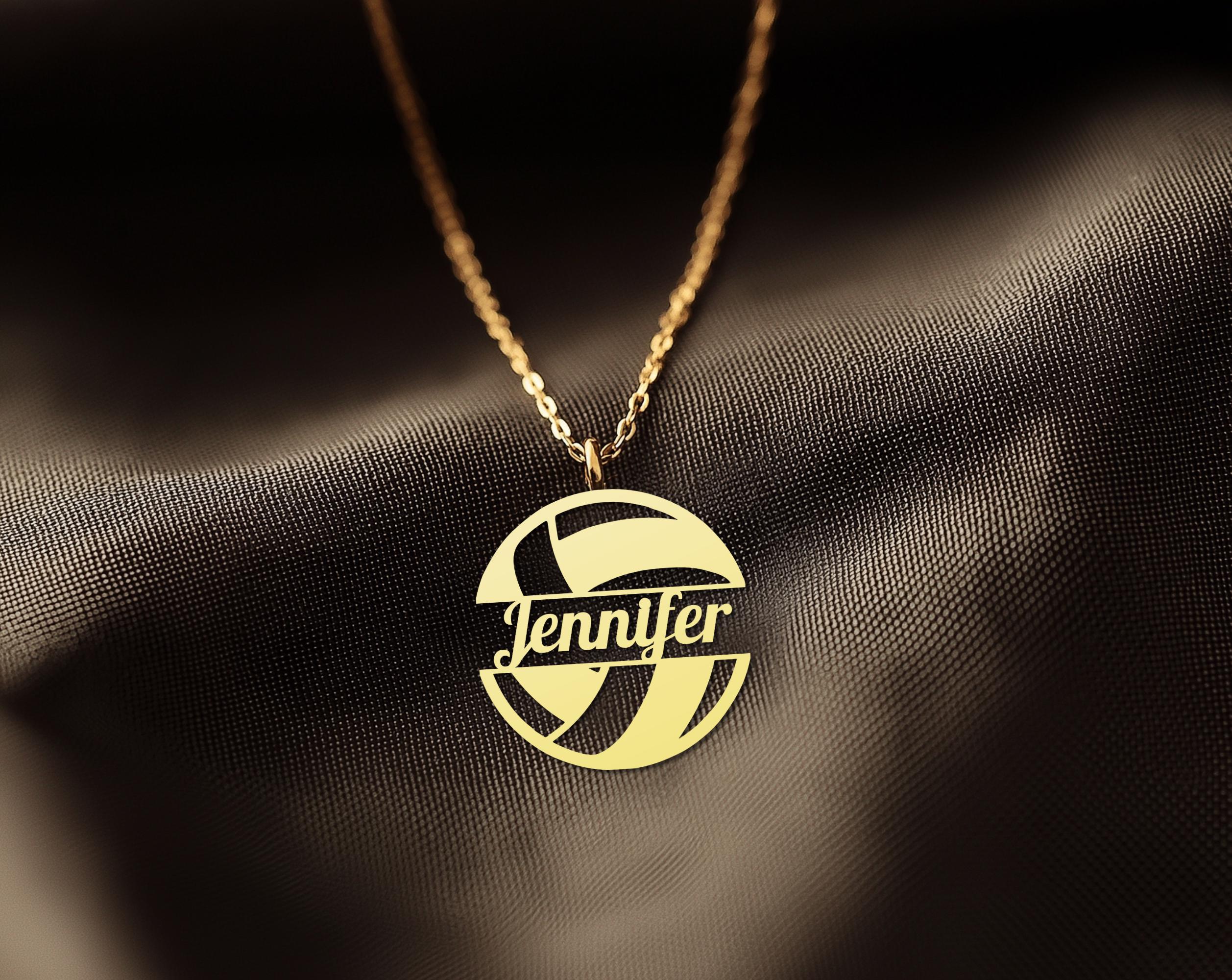 Custom Volleyball Name Necklace - Personalized Gold Sports Pendant for Players