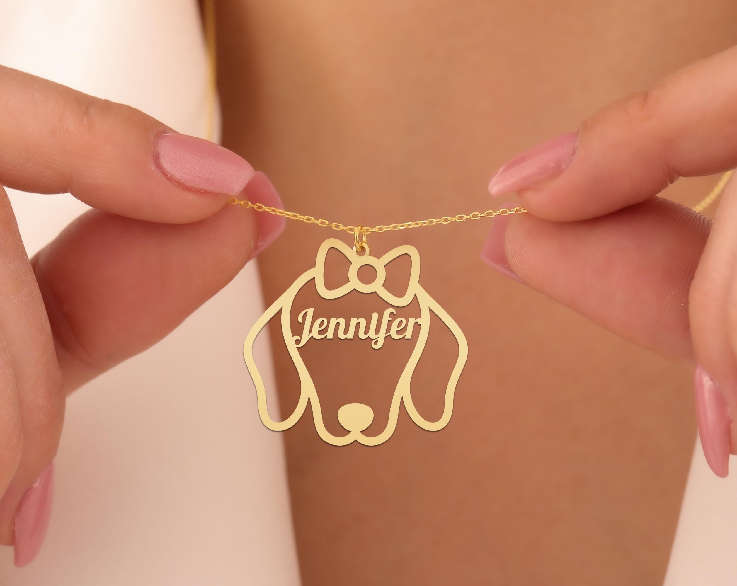 Custom Dachshund Name Necklace – Gold Plated Wiener Dog Jewelry – Personalized Sausage Dog Pendant for Pet Lovers & Dog Moms