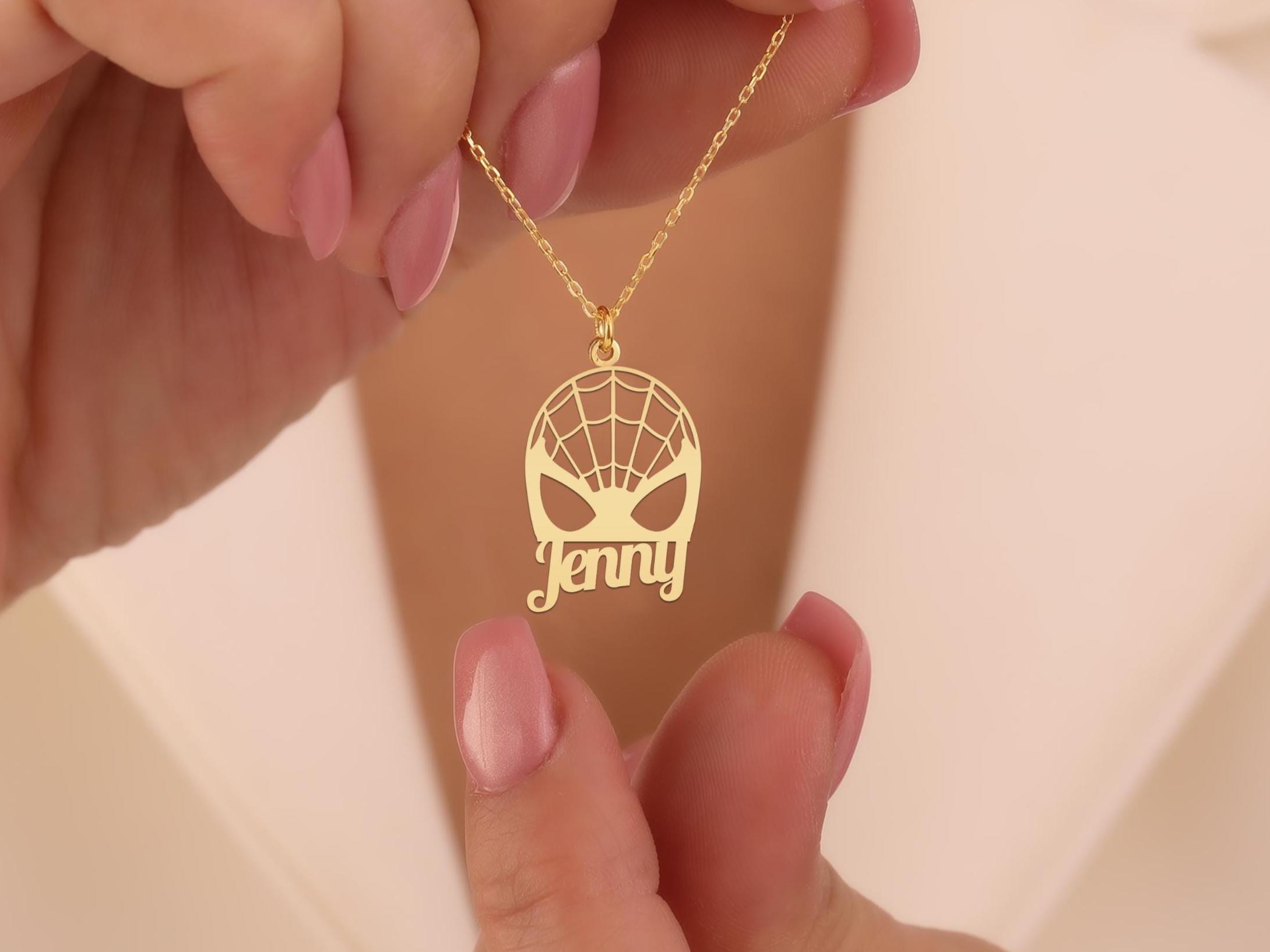 Spiderman Name Necklace – Personalized Custom Pendant in 925 Sterling Silver