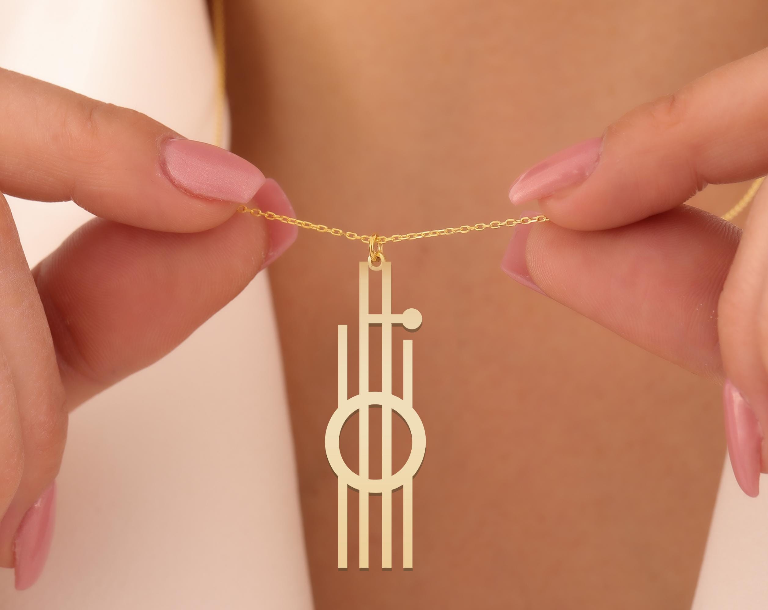 Guitar Pendant Necklace - Minimalist Music Jewelry for Musicians - Gold Plated Sterling Silver - Unique Guitarist Gift Necklace