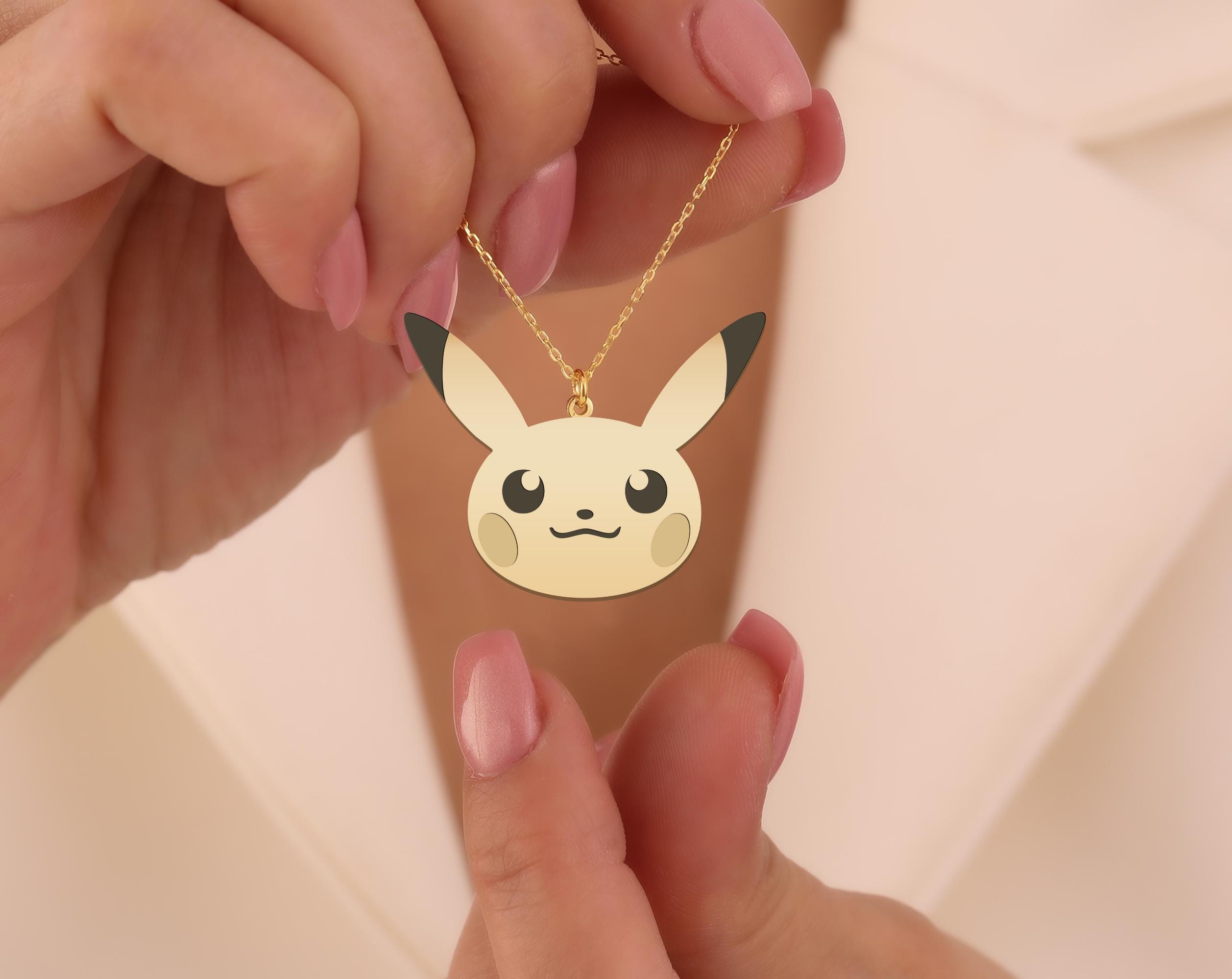 Cute Pikachu-Inspired Necklace – Gold Plated Silver Charm – Anime Fan Jewelry – Personalized Pokémon Gift for Kids & Adults