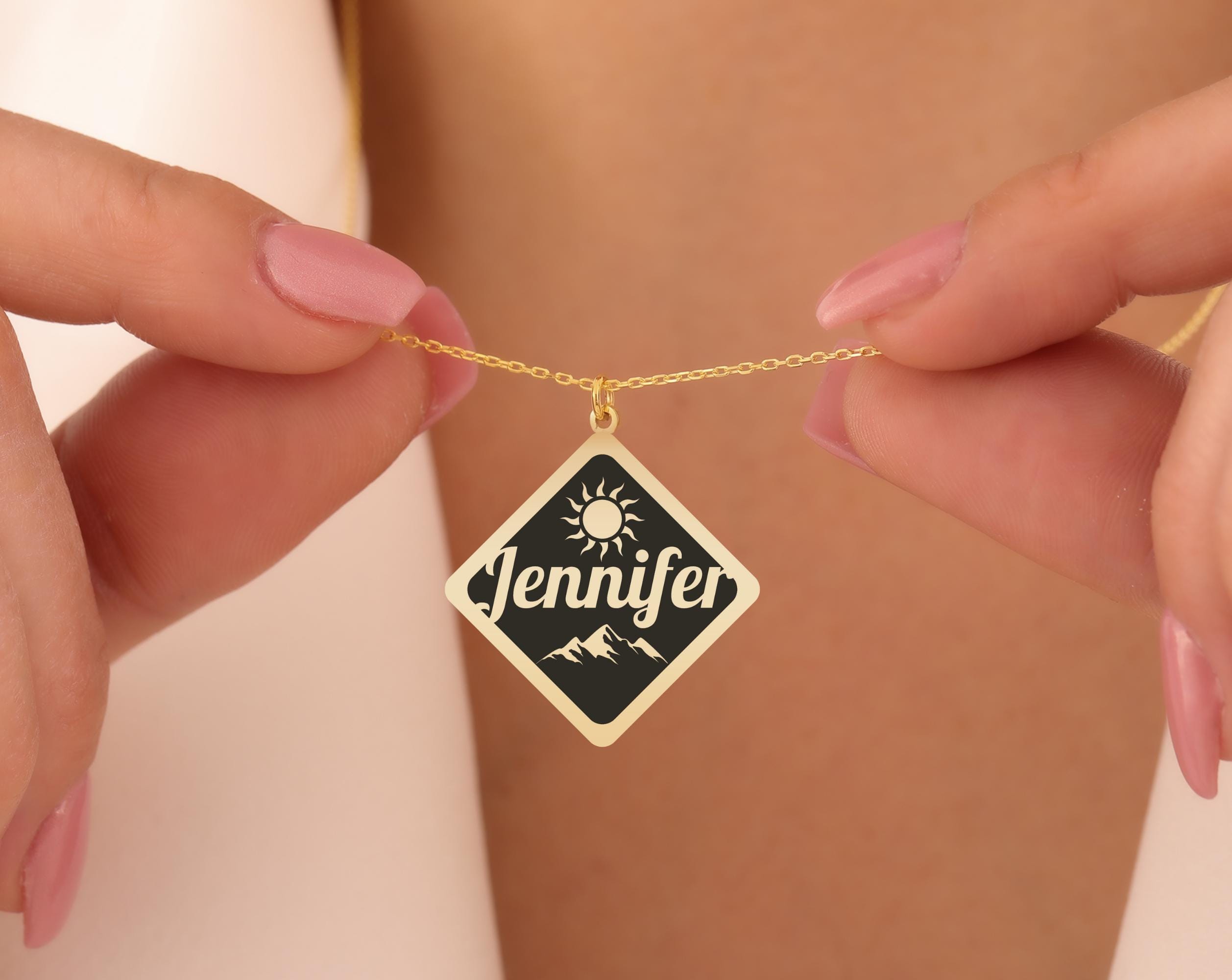 Custom Name Necklace with Changeable Icon – Personalized Nature Pendant