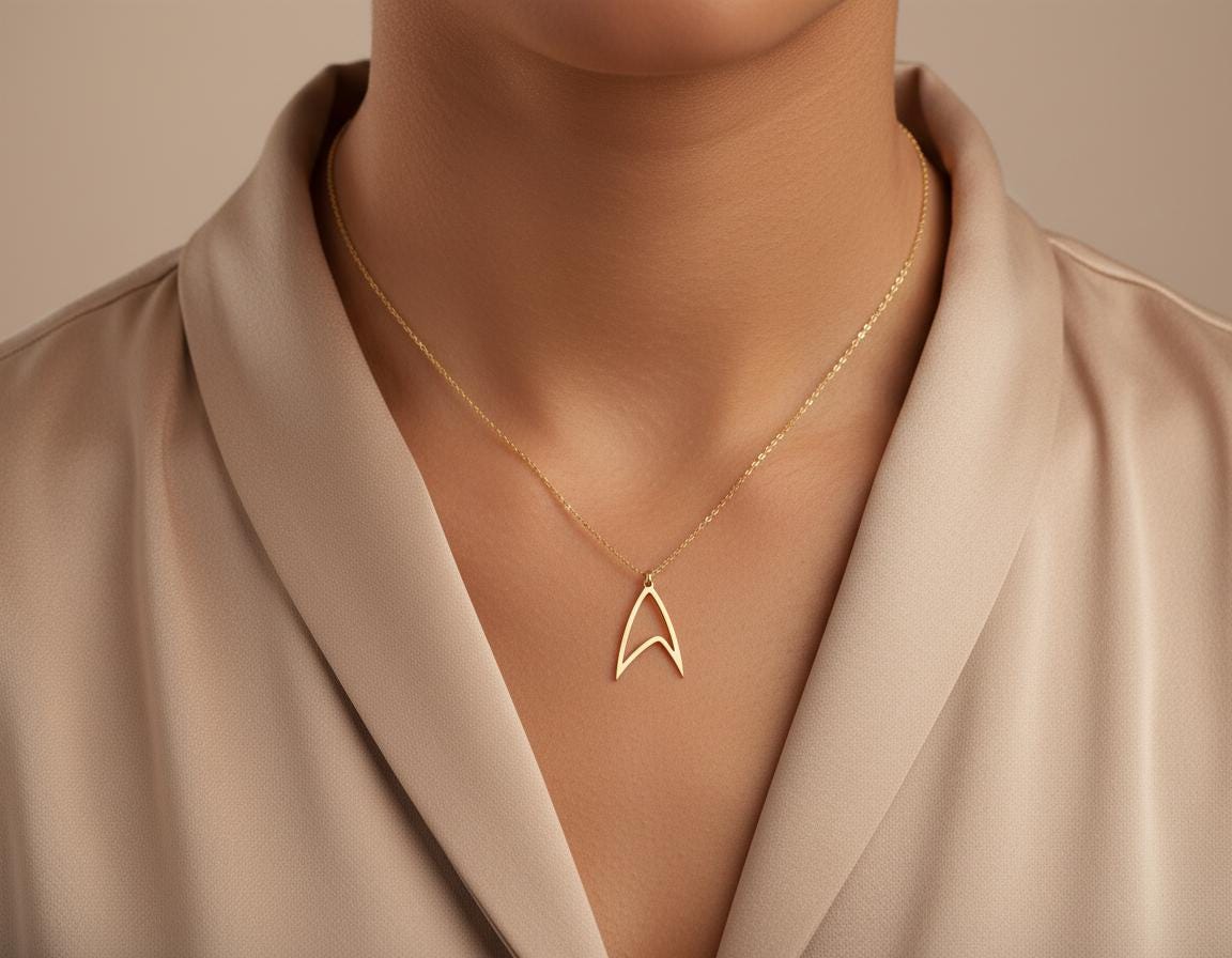 Starfleet Pendant: Gold Tone Chain Necklace
