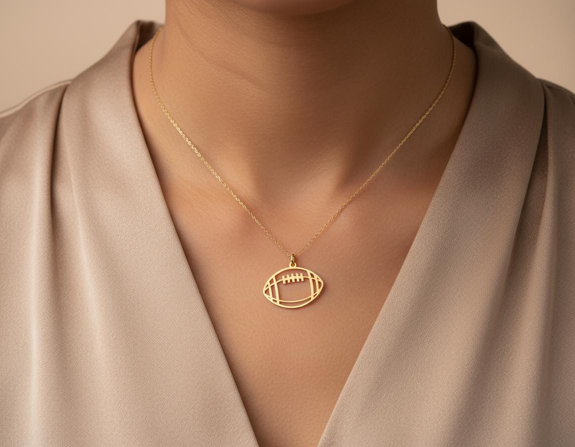 Football Necklace: Gold Plated Sports Jewelry