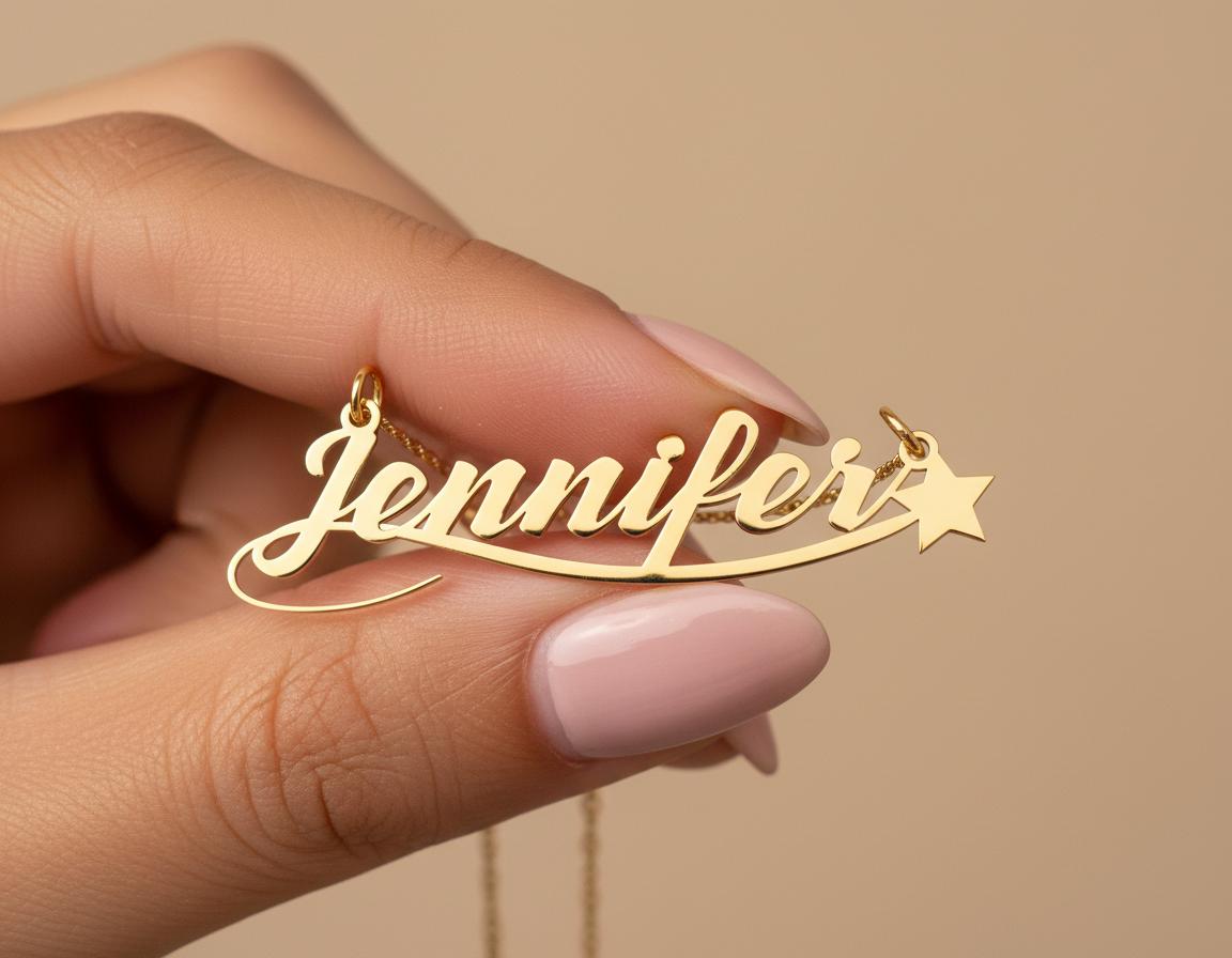 Personalized Name Necklace: Gold Plated Star Pendant