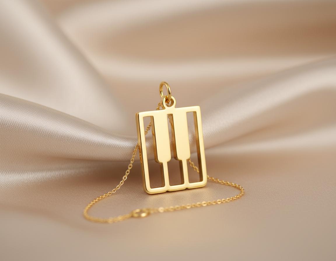 Piano Keys Necklace: Gold Plated Musical Jewelry