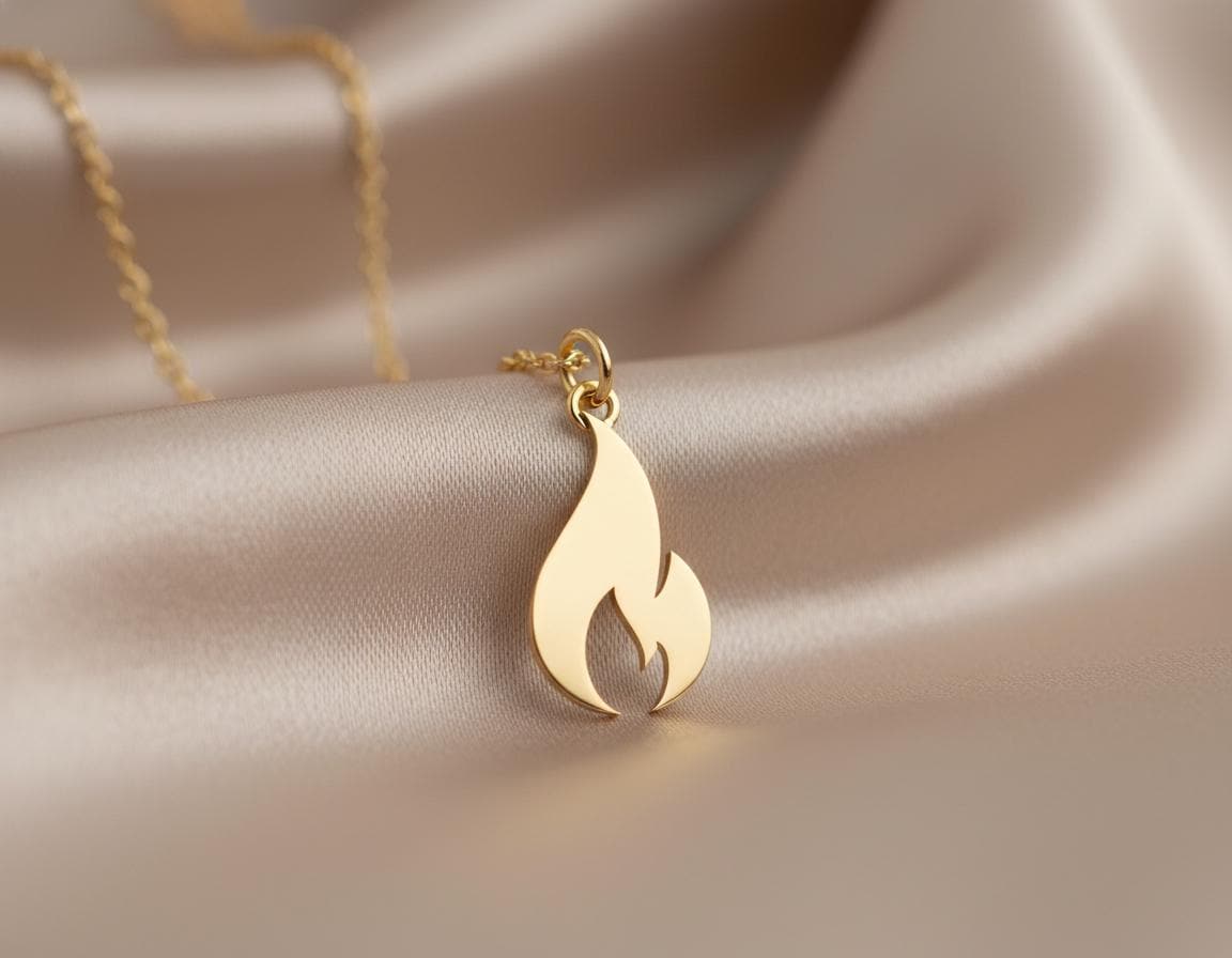 Flame Pendant: Gold Finish Minimalist Necklace