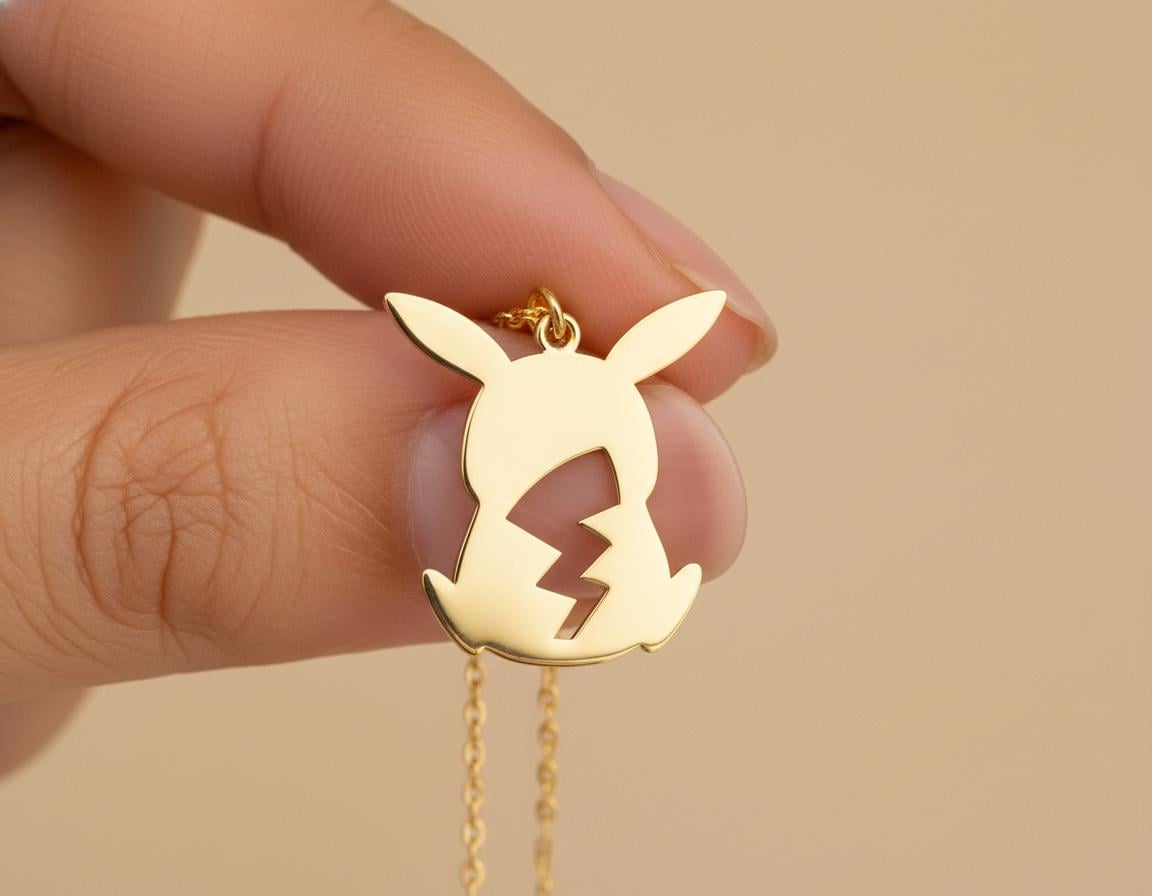 Pikachu Necklace: Gold Plated Cute Character Pendant