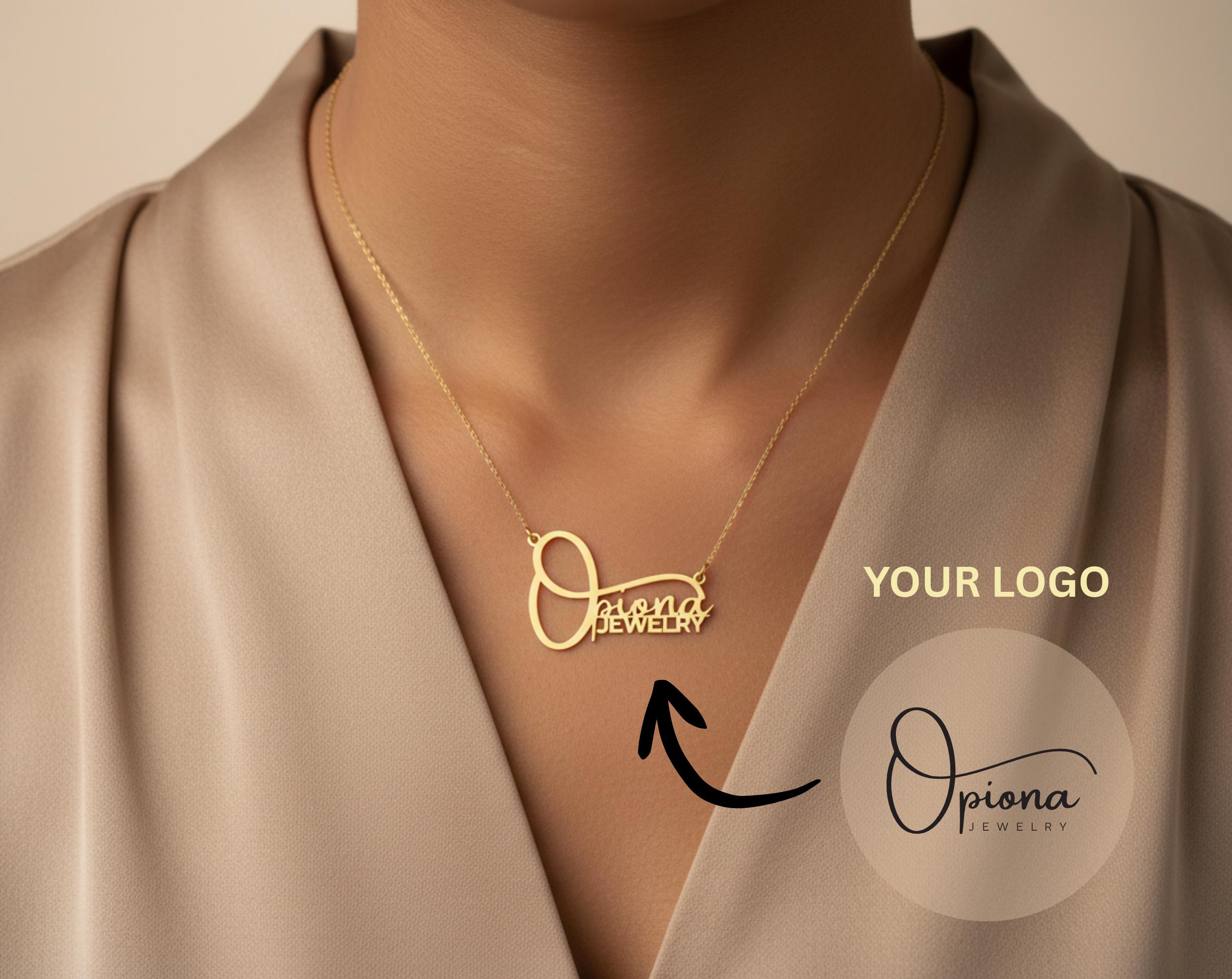 Custom Logo Charm Necklace: Gold Plated Sterling Silver Personalized Business Brand Pendant From Your Own Design