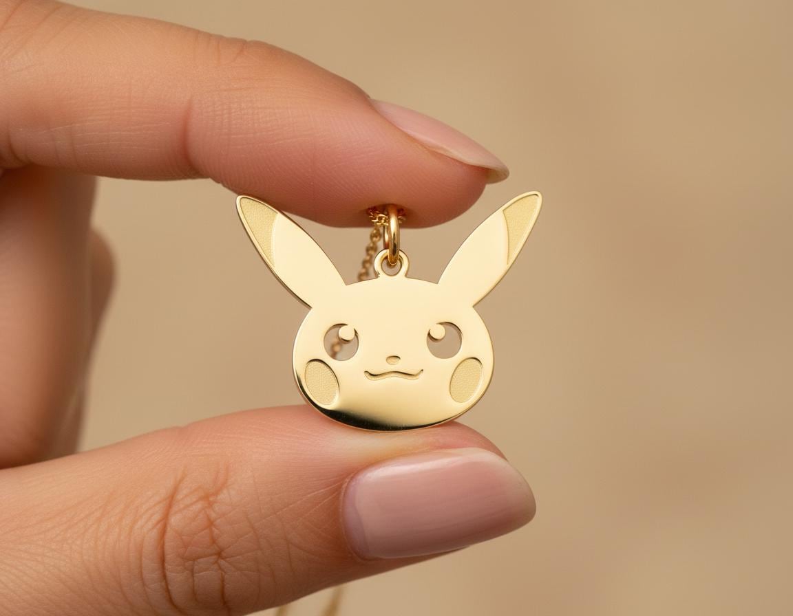 Pikachu Pendant: Gold Plated Cute Character Charm