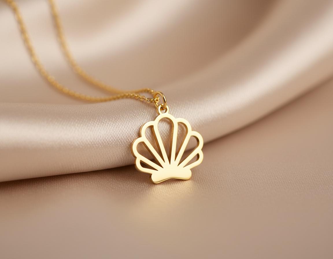 Shell Pendant Necklace: Gold Finished Coastal Design