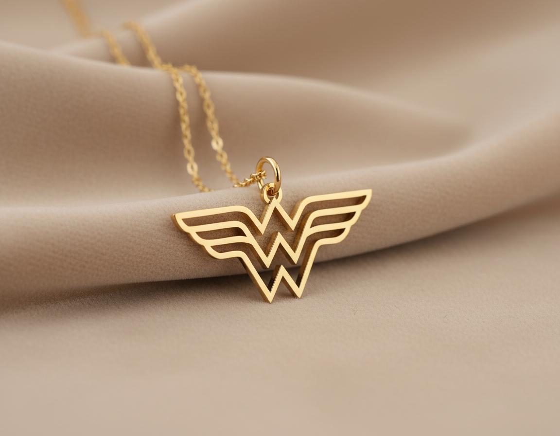 Wonder Woman Pendant: Gold Finish Statement Necklace