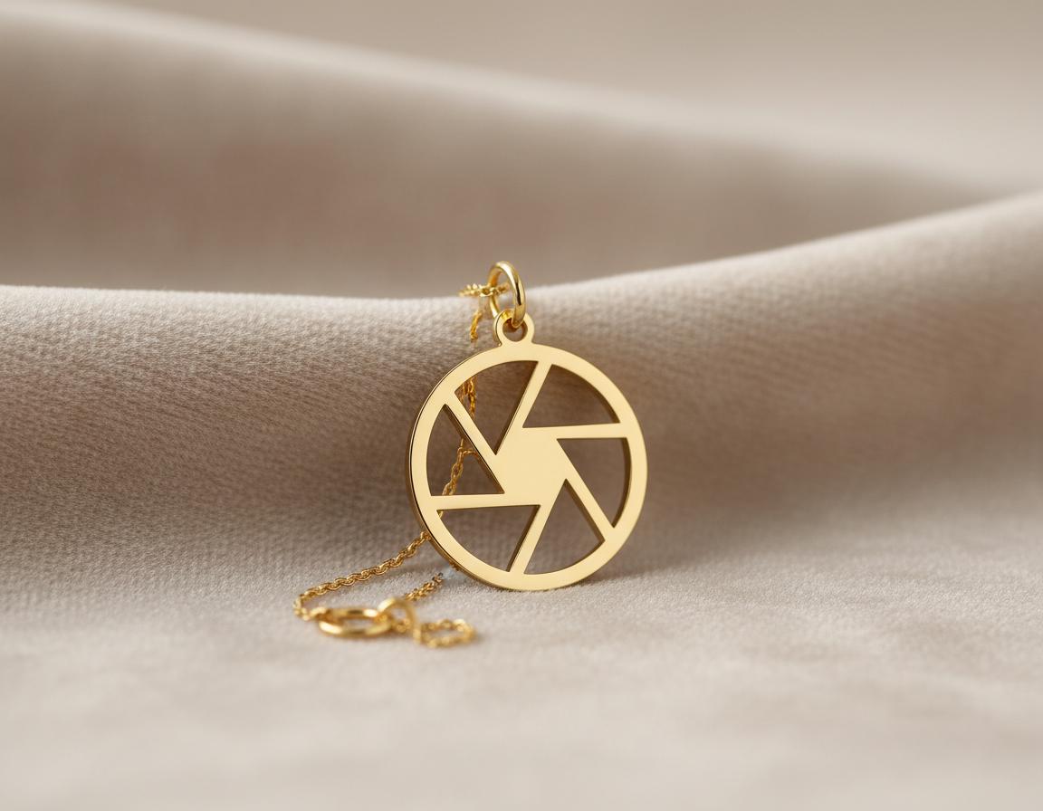 Camera Lens Pendant: Gold Finish Photography Charm