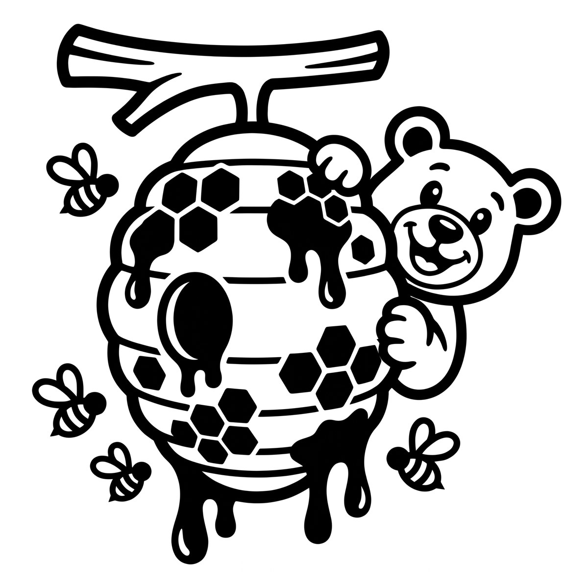 Honey Bear Hive SVG: Cute Cut File for Cricut