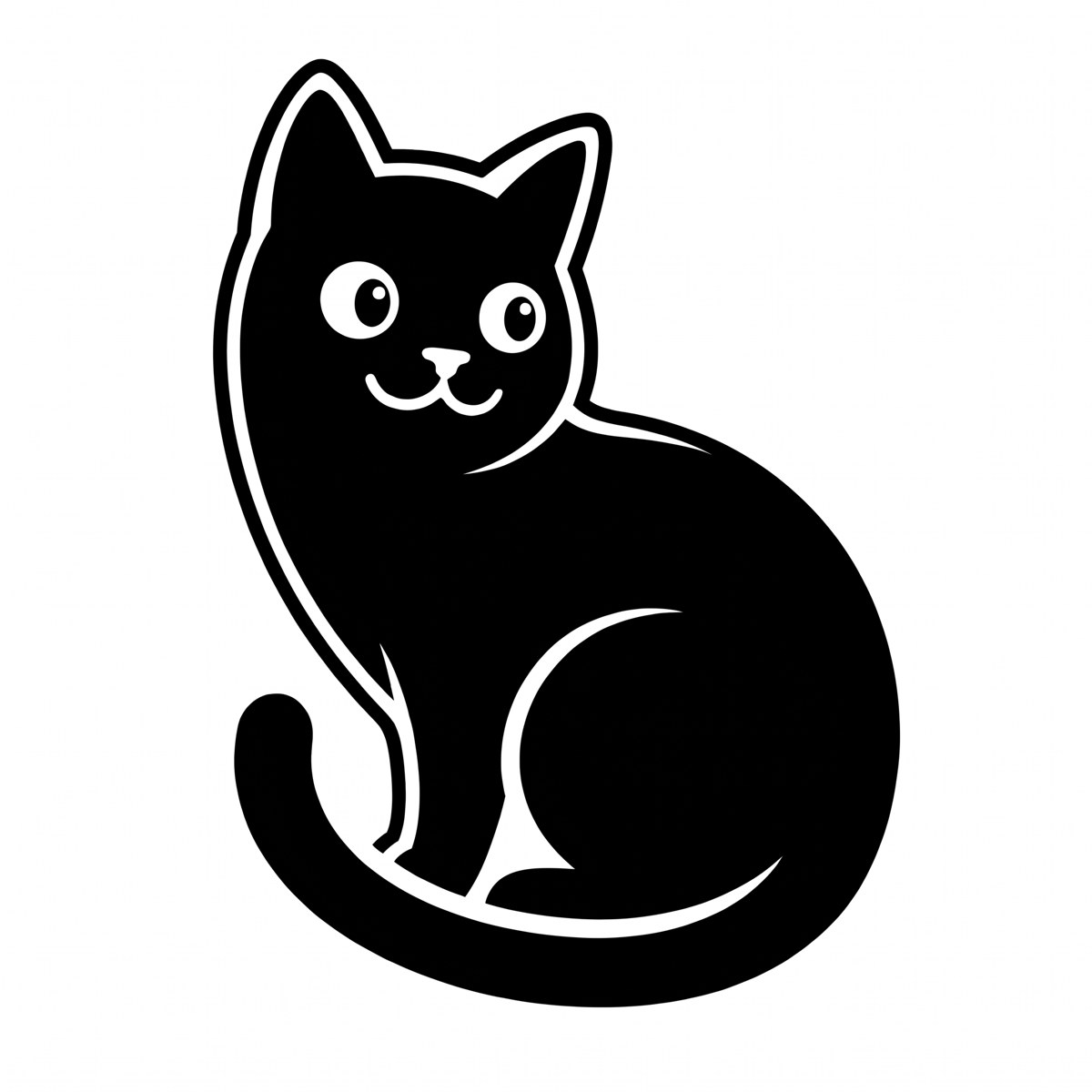 Sitting Black Cat SVG: Cute Feline Silhouette Cut File