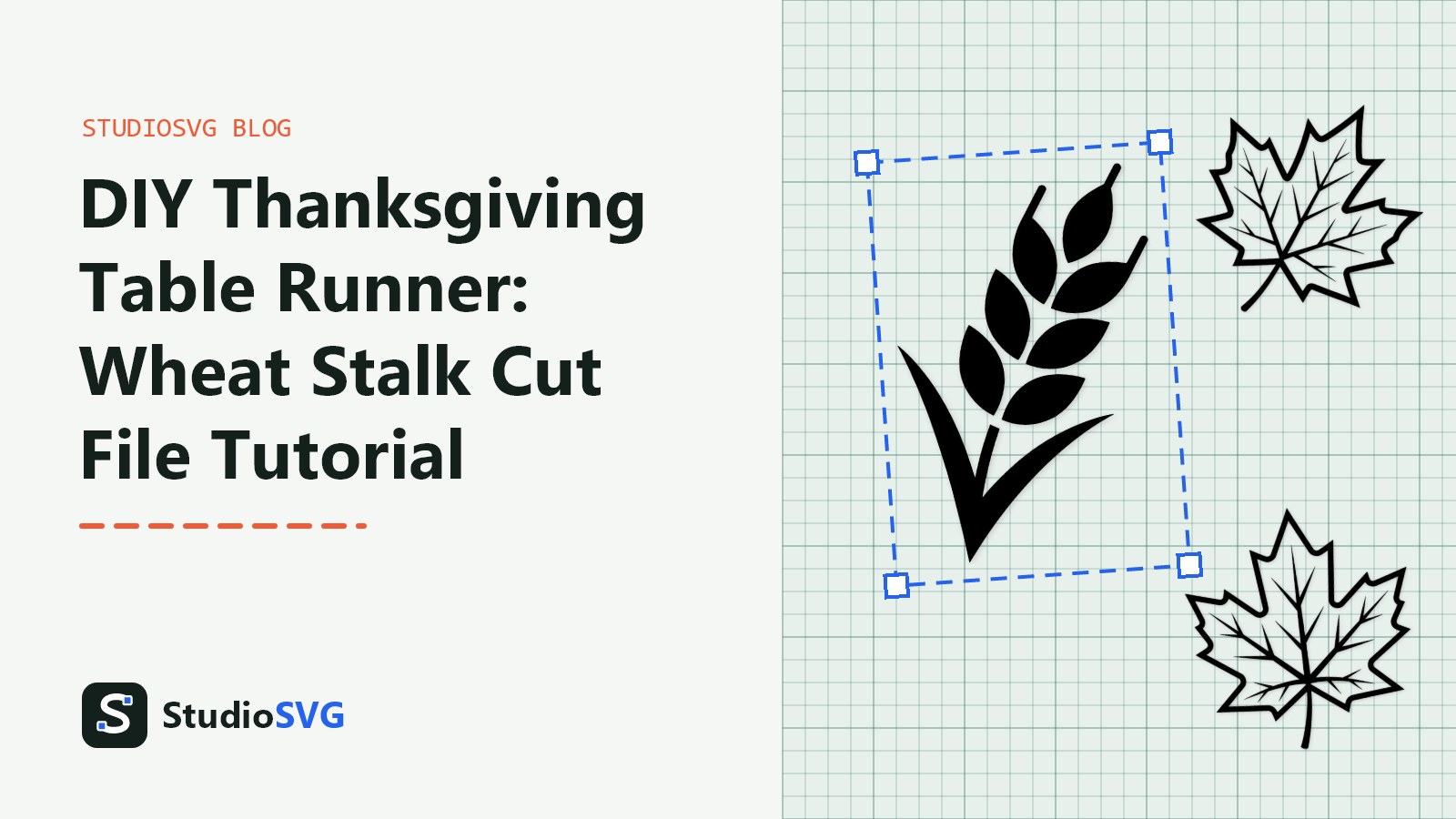 A cutting mat showing a wheat stalk cut file design ready for a Thanksgiving craft project