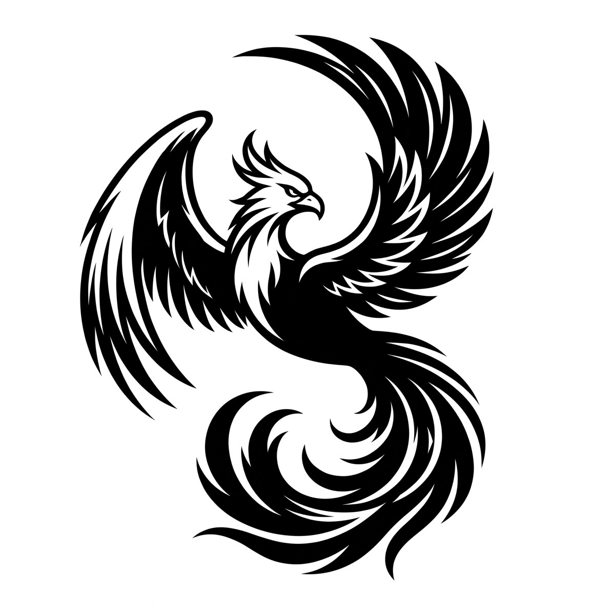 Majestic Phoenix Bird SVG: Mythical Creature Cut File