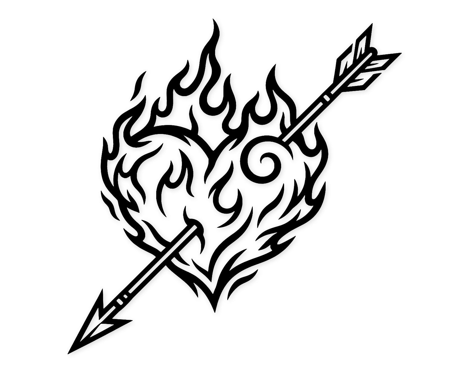 Flaming Heart With Arrow Svg Png: Cut Ready Digital Design For Cricut Silhouette