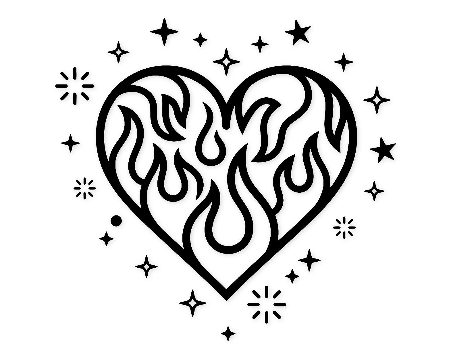 Heart Flames Svg Png: Bold Clean Cut File For Diy Projects