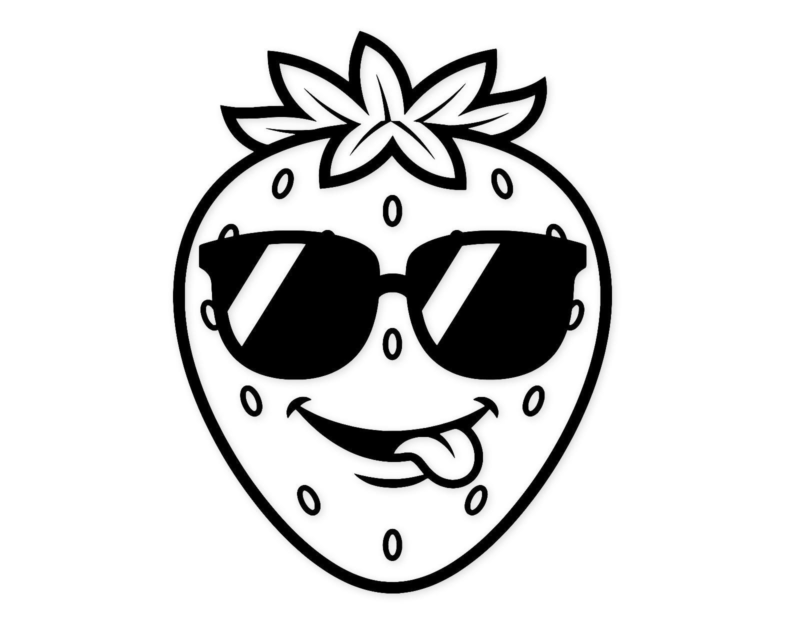 Cheeky Strawberry Svg Png: Bold Cartoon Design For Stickers